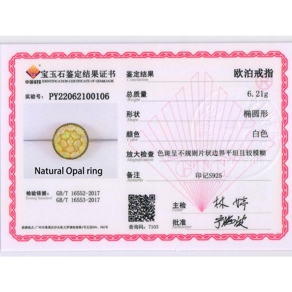 Top Quality Opal Big Luxury Gemstone Ring Oval Cut 4*6mm 15 Pc 7ct Fine Gemstone Jewelry 925 Sterling Silver for Women