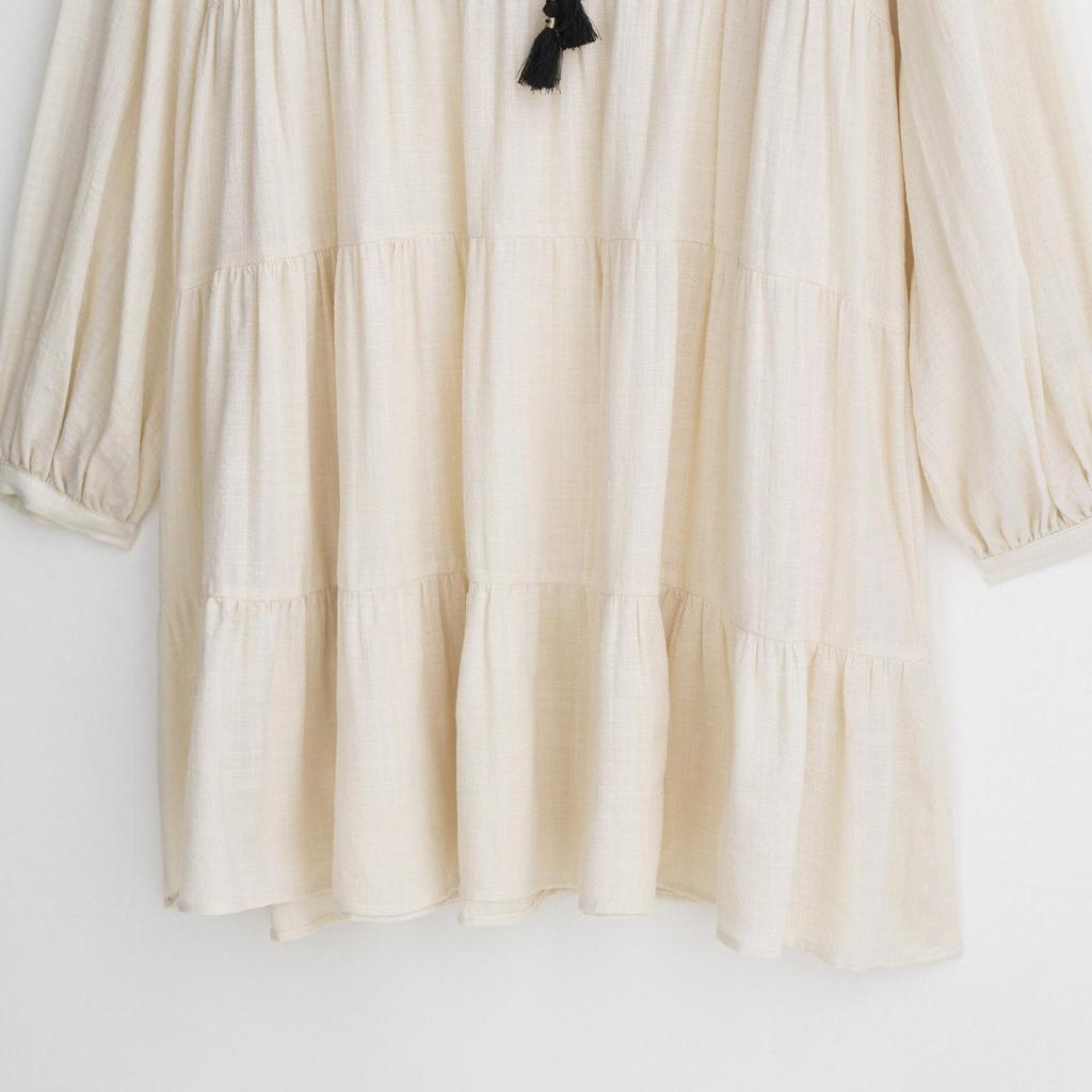 Summer Women's Embroidered Patchwork Long Sleeve Mini Dress