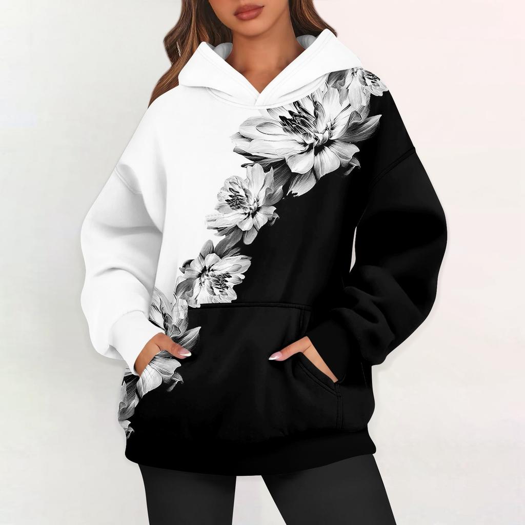 Женские худи оверсайз из флиса, толстовки с длинным рукавом, пуловеры с карманом