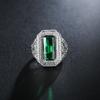 Unique Style Male Female Big Geometric Ring Fashion Green Zirconia Wedding Rings Promise 925 Silver Engagement Ring
