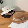 Ladies Panama Wide-brimmed Straw Hat Jazz Hat Summer Hat Ladies Sun Hat Simple Flat Top Hat 2025