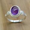 Кольцо из стерлингового серебра 925 пробы с аметистом, женское кольцо ручной работы в стиле бохо с овальным фиолетовым драгоценным камнем