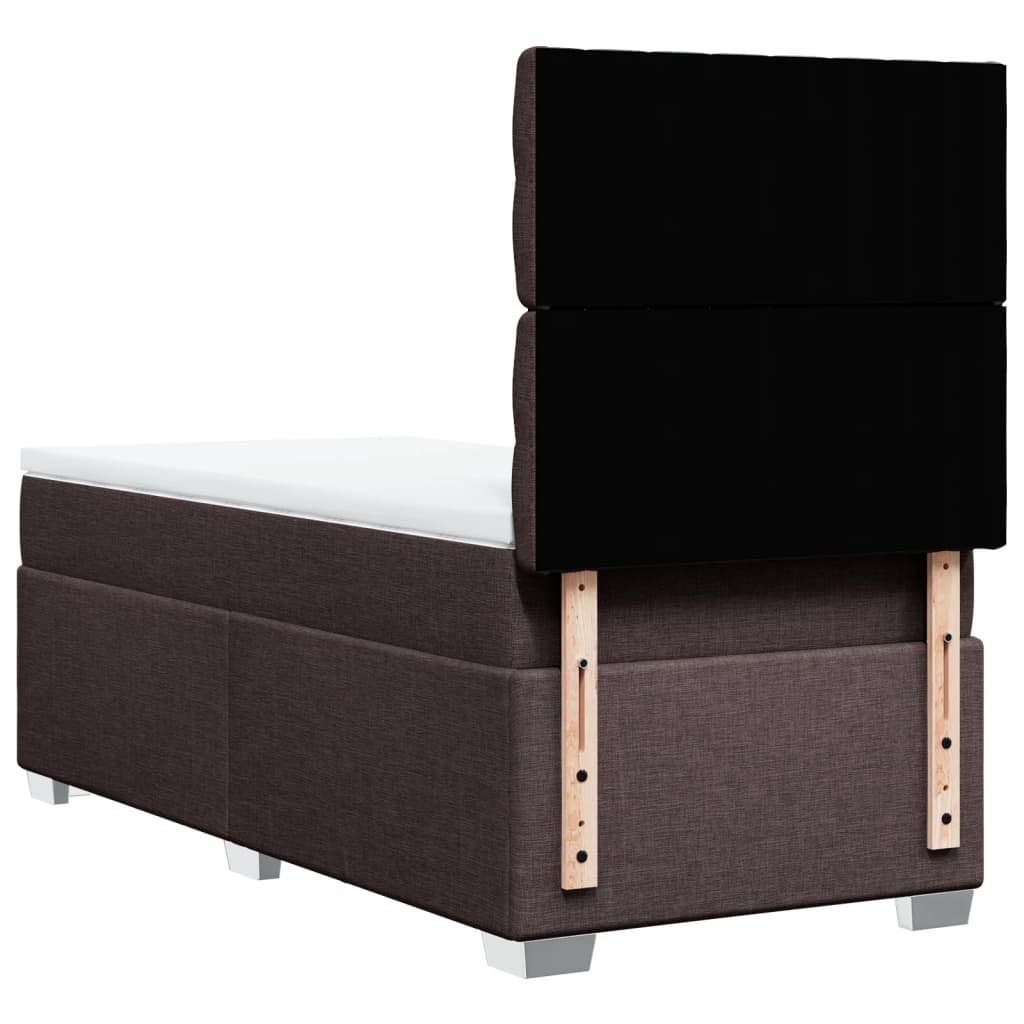 Box Spring Bed with Mattress Dark Brown 90x200 cm Fabric