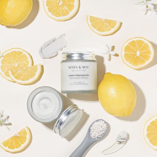 [Skin Tone Up] Marienmay Lemon Niacinamine Glow Wash Off Pack 125г, популярная взрывная косметика в Корее