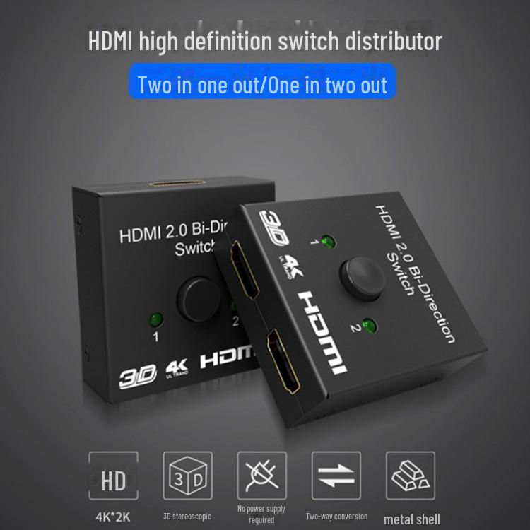 Двунаправленный коммутатор 4K HDMI: Поддержка HD-видео 2 входа/1 выход или 1 вход/2 выхода