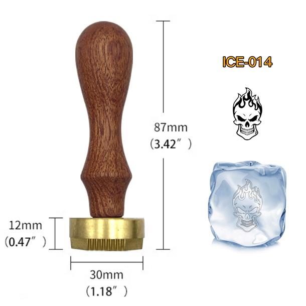 Ice Stamp With Removable Brass Head & Wood Handle - Vintage 1.18" Branding for Cubes, Cocktails, Whiskey, Mojito Drinks - Bar Making DIY Crafting