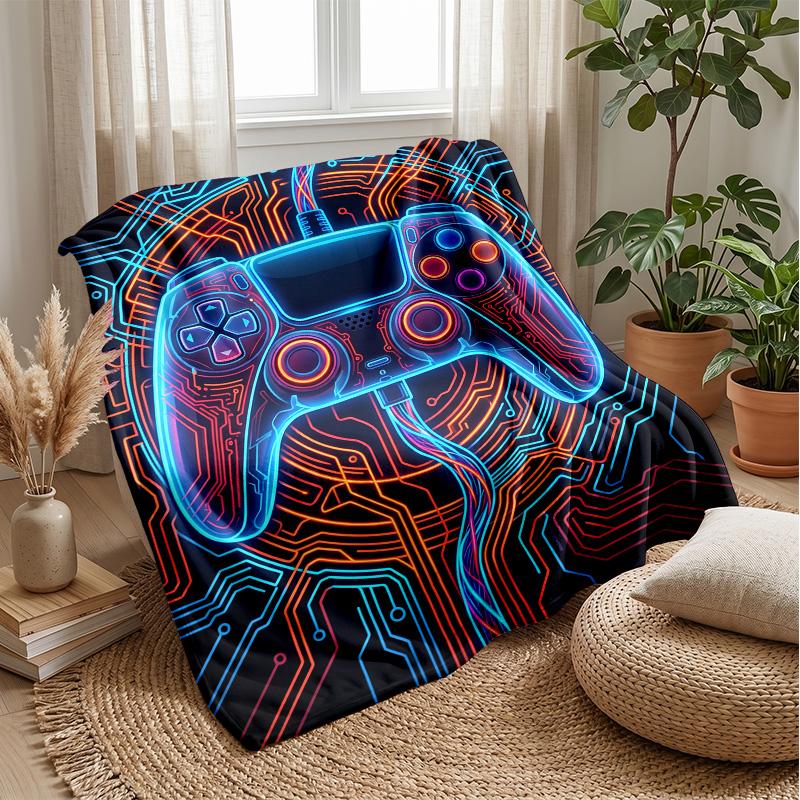 Neon Game Controller Art Theme blanket Lightweight Warm Flannel Blanket Decorative Throw Blanket for Home Decoration