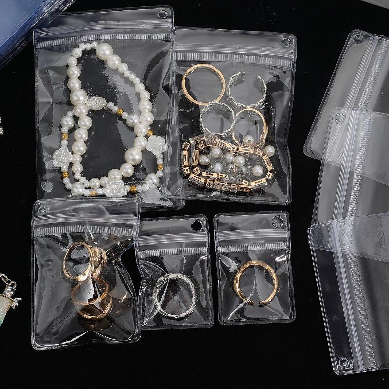 20-100pcs Side Punched Jewelry Storage Bags Jewelry Necklace Jewelry Doll Hanging Bag Transparent PVC Anti-oxidation Bags
