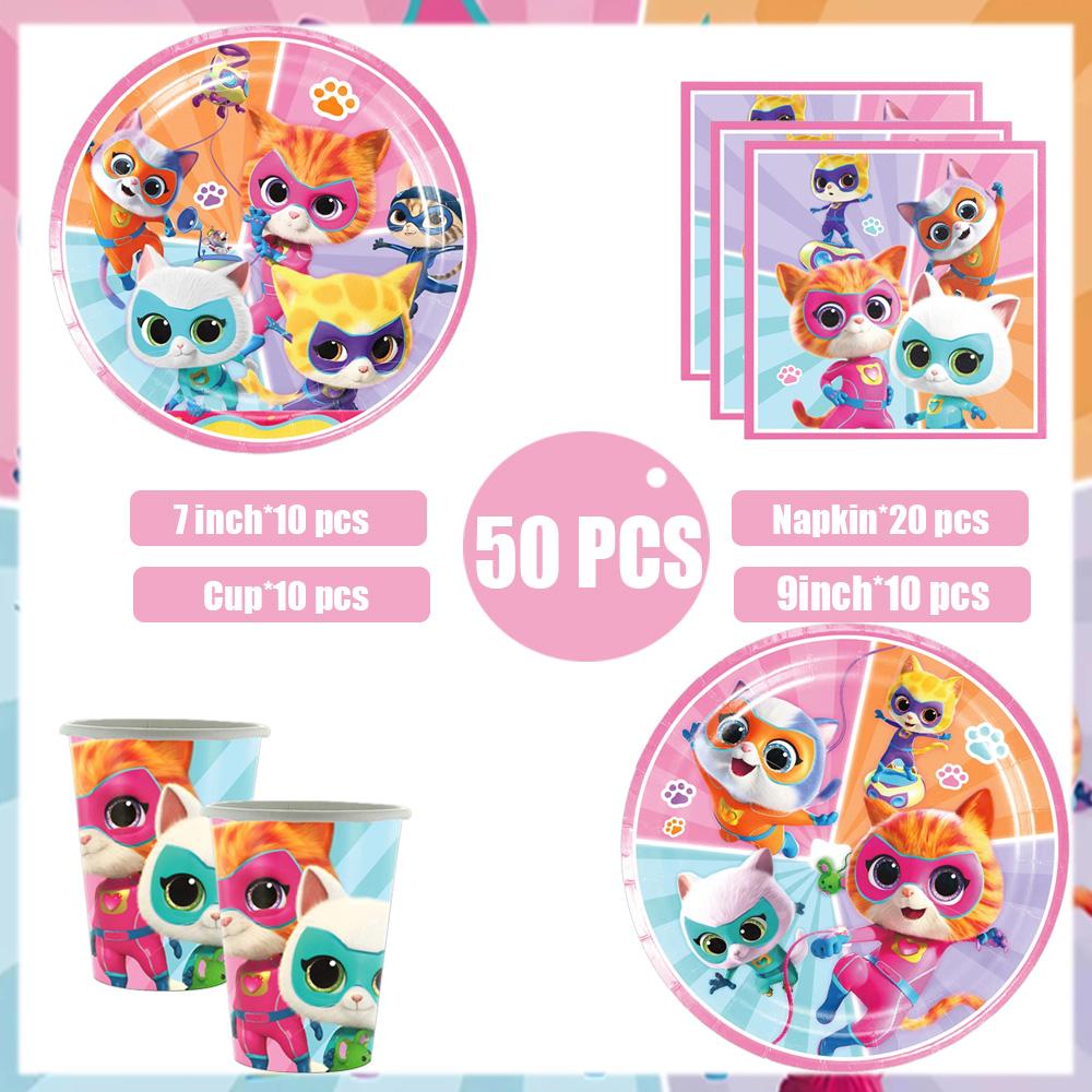 Superkitties Birthday Balloons Party Decorations Napkins Cake Topper Party Supplies Baby Shower Child Birthday Party Favors