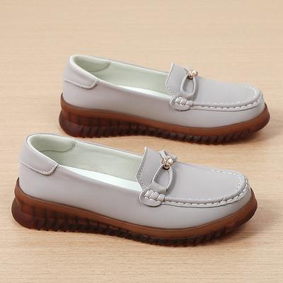 Кожаная женская обувь весна плоский каблук для женщин среднего возраста обувь для мамы мягкая подошва нескользящая удобная кожаная обувь женская одинарная обувь