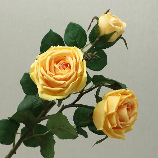 Букет из 3 веток искусственных цветов с 2 цветущими головками и 1 бутоном, роза с эффектом настоящего прикосновения, ветка для свадебного декора, домашнего офиса, стола