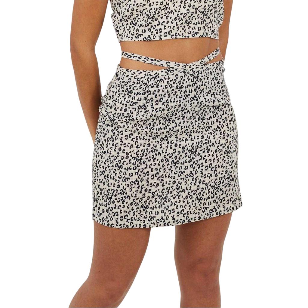 Brave Soul Womens/Ladies Animal Print Tie Detail Mini Skirt