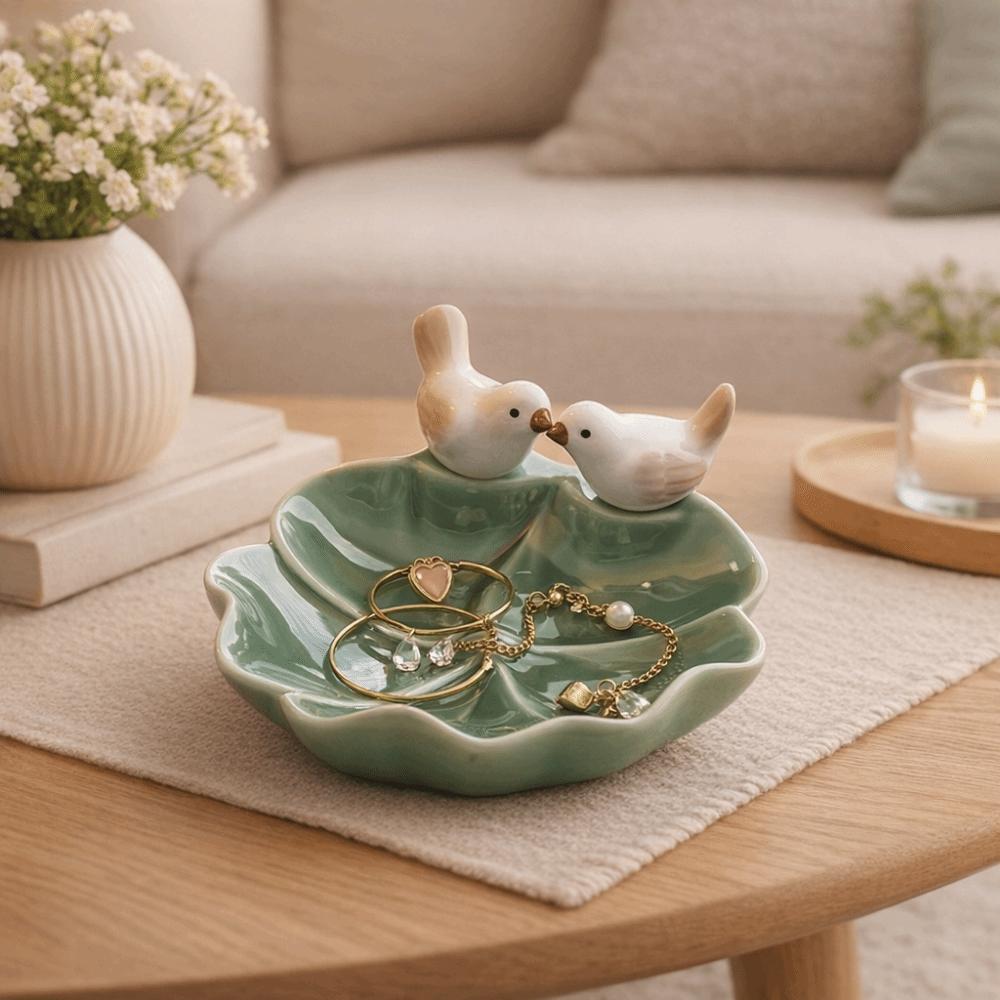 Floral Ceramic Dessert Plate Cute Tea Snack Fruit Tray Bird Shaped Pastry Plate  for Kitchen