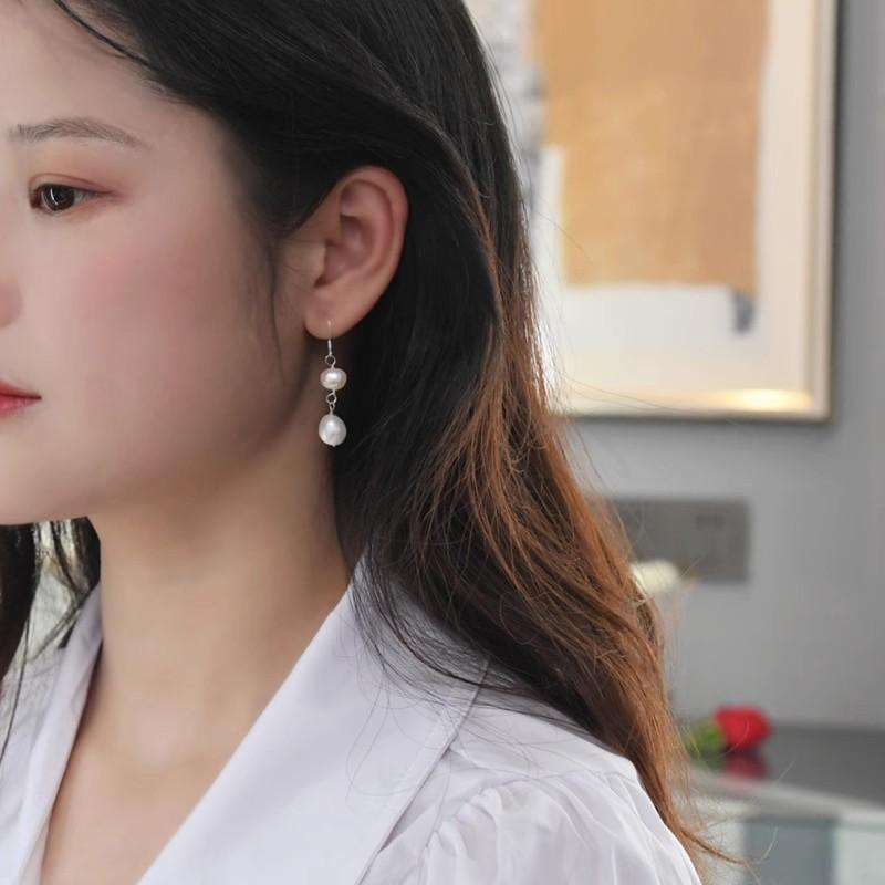 Серьги из натурального пресноводного жемчуга в стиле барокко, серебро 925 пробы, модные женские серьги в стиле ретро