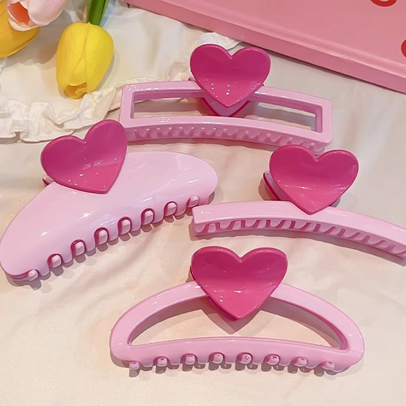 Новые розовые заколки-крабы для волос в форме сердца большого размера для женщин и девочек, милые аксессуары для волос, заколка-краб в форме прямоугольника