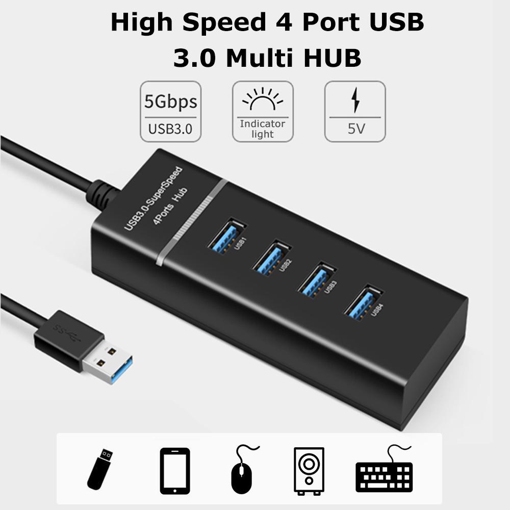 Высокоскоростной USB-концентратор, 4 порта USB 3.0, мультиконцентратор, сплиттер, расширение для настольного ПК, ноутбука, адаптер USB-концентратор