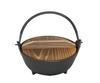 Asahi Nanbu Iron Irori Outer Diameter 1 with Wooden Lid Commercial Use Item Pot, Pot, 15cm, Vine, (gas/IH Compatible),