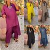 Women's Asymmetrical Hem Loose Top and Wide Leg Pants Set In Multiple Colors