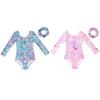 3-13Y Kids Fish Scale Printed Gymnastics Leotard Spring Summer Long Sleeve One-Piece Bodysuit Costume