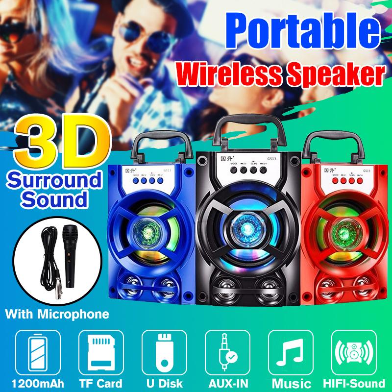 3D беспроводной Bluetooth-динамик, портативный звуковой ящик, бас-стерео сабвуфер, поддержка USB/TF-карты/AUX-in/FM с проводным подключением