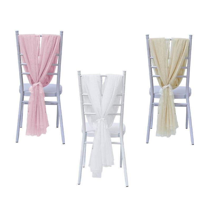 Wedding Chair Sashes Tulle Wedding Aisle Back Side Decorations Sheer Tulle Fabric For Wedding Props