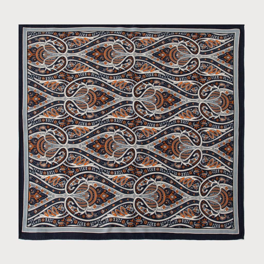 Silk Wool Double-sided Roman Car Mulberry Silk Large Square Scarf Autumn and Winter Warm Elegant Women's Square Scarf