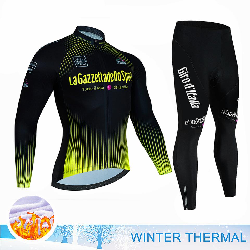 Тур по Италии Зимний Велосипедный Комплект Термофлис Велосипедный Комплект Одежда для Велосипеда МТБ Ciclismo Велосипедный Комплект Спортивная Велосипедная Одежда