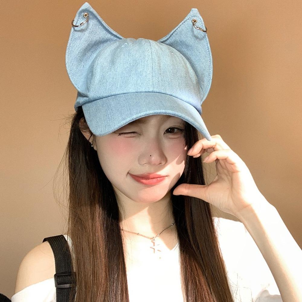 Sunscreen Cat Ears Baseball Cap Y2k Sun Hat Designer Women Peaked Cap Female