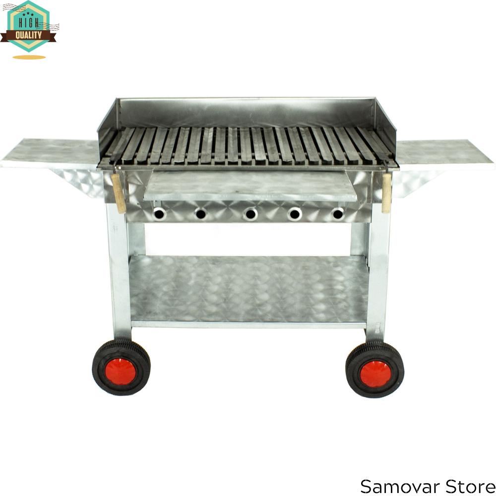Роскошный мангал 4-х колесный со створчатыми окнами с выдвижными ящиками с ламой гриль барбекю гриль уголь закуски набор инструментов
