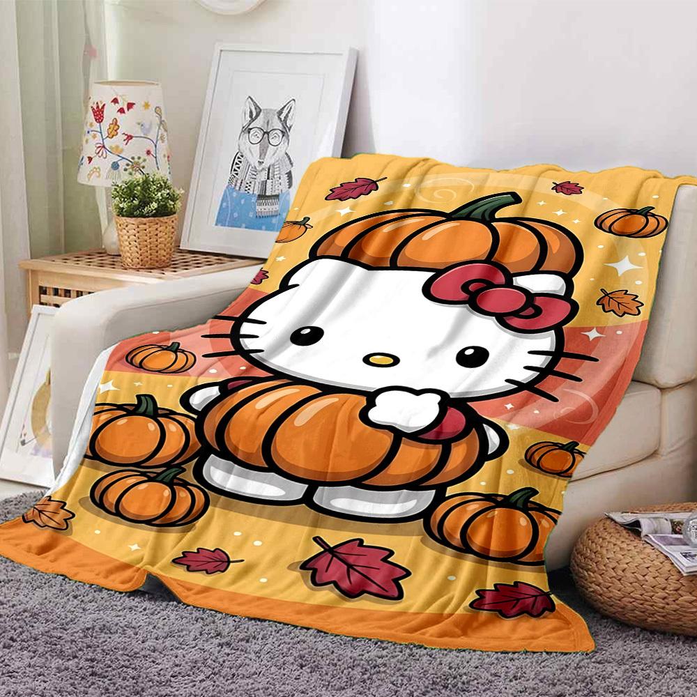 1 шт. Плед Хелло Китти с тыквами Легкий фланелевый плед для дивана кровати путешествий кемпинга гостиной офисного кресла
