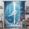 The Whale At the Bottom of the Sea Kitchen Curtains for Camera Partition Blackout Curtain for Room 2 Panel Shades Living Elegant