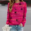 Tops For Women Spider Web Print Round Neck Long Sleeve T-shirt Fall Casual Slim Pullover Women's Long Sleeve Top