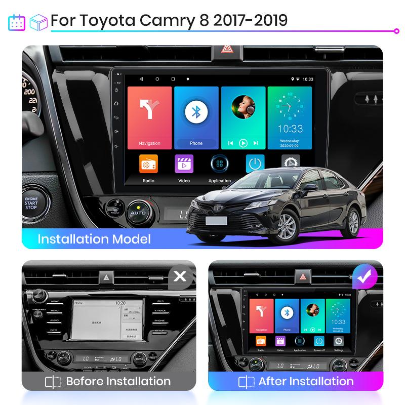 Автомобильное радио на базе Android для Toyota Camry 8 2017-2019, 2 Din, мультимедийная навигация Carplay, GPS, WIFI, головное устройство, 4 + 64 ГБ
