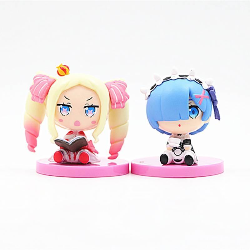 Delightful Chibi Rem And Ram Sitting Figures From Re Life In A Different World Anime Collection