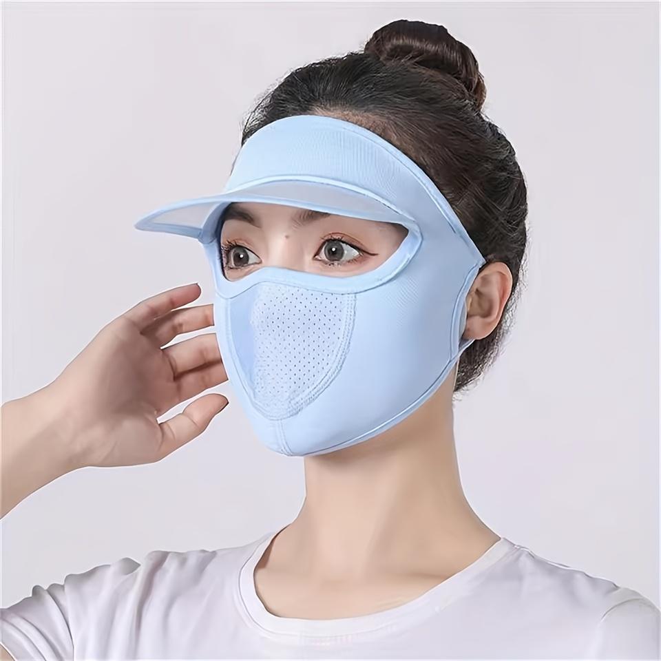 Summer Sun Protection Face Covering with Visor - Breathable Polyester Face Scarf, Elastic Fit, Sun-Proof, Washable Full Face Mask for Going OutC