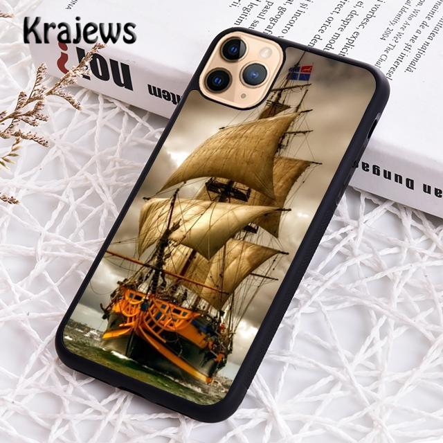 Krajews парусник лодка красочный чехол для телефона чехол для iPhone 14 5 SE 6s 7 8 plus X XR XS 11 12 13 pro max Samsung S21 S22ultra