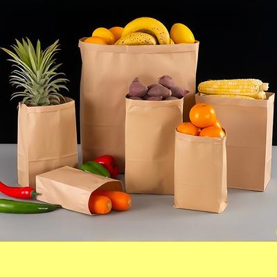 Большая квадратная бумажная сумка для упаковки пищевых продуктов, маслостойкая, для выпечки, мешки для орехов, снеков, еды на вынос, коричневая крафт-бумага, ручная сумка