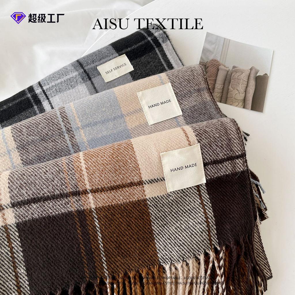 Autumn and Winter Plaid Scarf Women's Imitation Cashmere Scarf Simple Scarf Versatile Winter Warm Shawl
