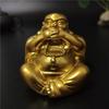 Золотая статуэтка Смеющегося Будды Китайский Фэн-шуй Скульптура Будды Майтрейи Фигурки Украшения Для Декора Дома и Сада Статуи