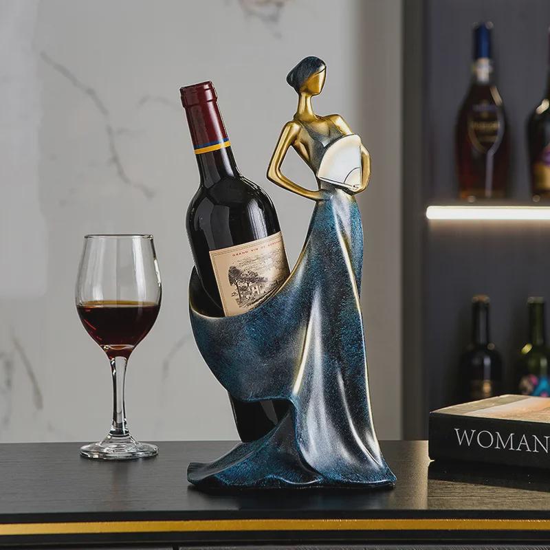 Red Wine Rack with Artistic Dancer Design - Resin Decor for Home or Restaurant