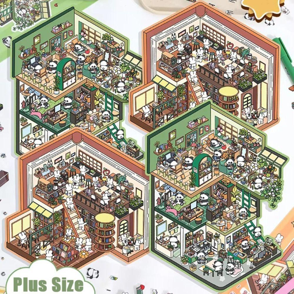 ПЭТ Миниатюрная Сцена Коллаж Разнотематический Складывающийся Наклеивающий Стикер Дети