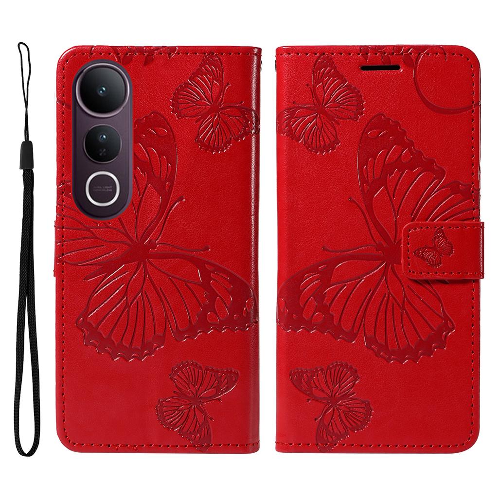 Для vivo V50 Lite 5G Кошелек Чехол Кожаный Чехол для Телефона с Цветочным Принтом и Бабочками Подставка