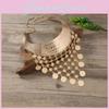 Fashionable Ethnic Style Multi Layer Tassel Design Women Metal Necklace Collar