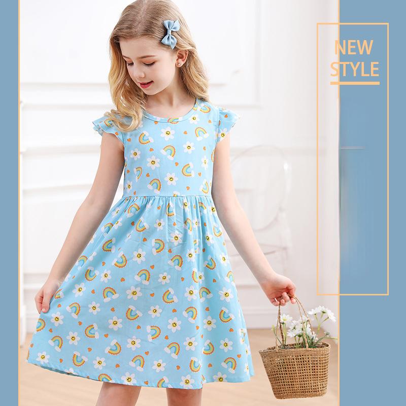 Children's Cotton Fashion Floral Princess Dress Summer Girls Sweet Dress