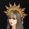 Элегантный Золотой Ободок с Головой Ангельской Медузы Портативное Украшение для Любителей Мифологии и Энтузиастов Костюмов Стильные Наряды