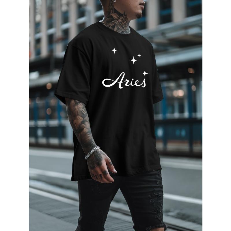 Европейский размер Мужские летние футболки с коротким рукавом Aries, Модные и трендовые мужские лонгсливы с принтом, Весенние и летние топы с круглым вырезом