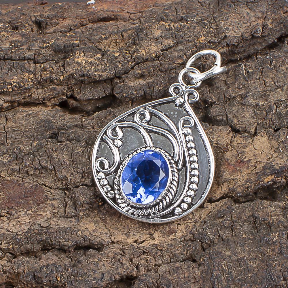 Подвеска из драгоценного камня ручной работы с танзанитом, подвеска из стерлингового серебра 925 пробы, антикварные ювелирные изделия, подвеска для подарка на помолвку