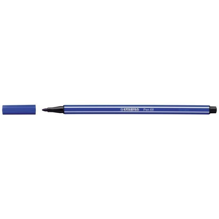 Feutre - Stabilo - Pen 68 - Bleu Marine - Lot de 10 - Pointe 1 mm