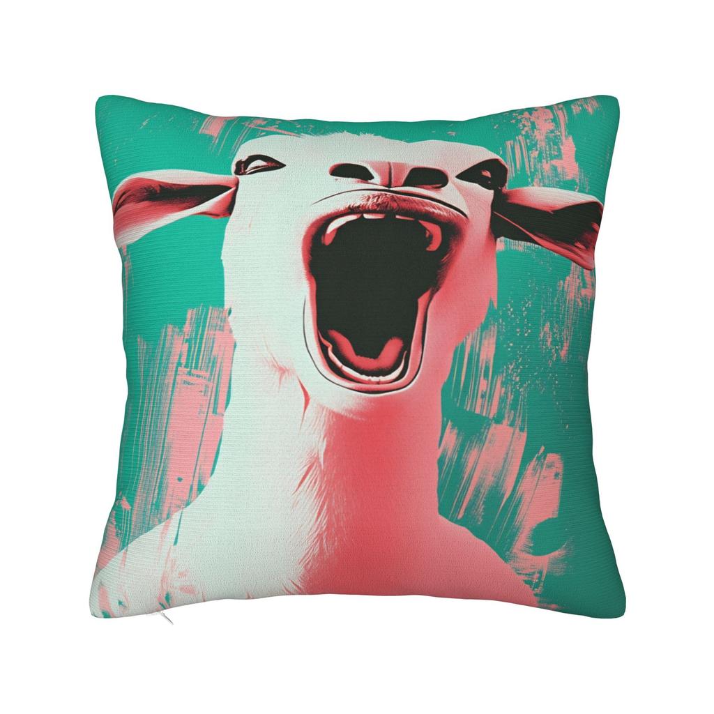 Screaming Goat Funny Meme Pillowcases Retro Trendy Pillow Case For Living Room Sofa Comfy Pillow Cover