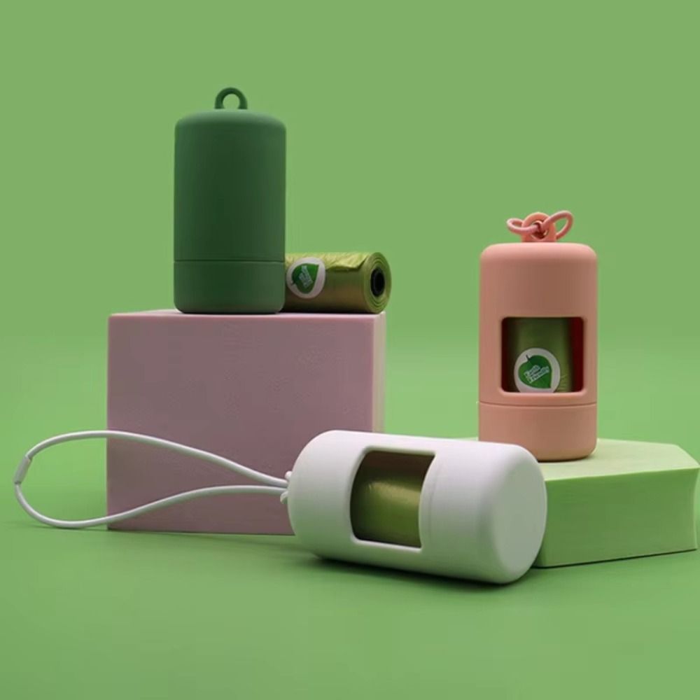 Solid Color Pet Garbage Bag Dispenser Plastic Cylinder Pet Waste Carrier  Outdoor Use